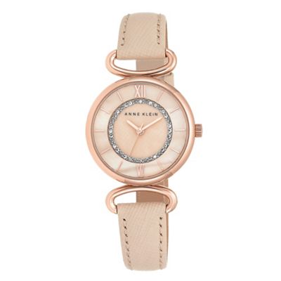 Ladies pink saffiano leather strap watch ak/n2192rglp
